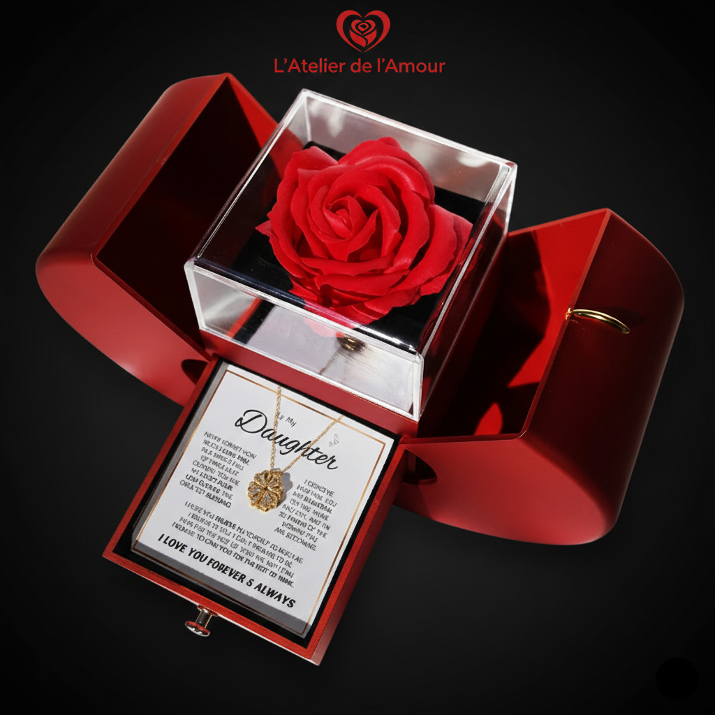 Coffret Collier Trèfle & Rose Éternelle