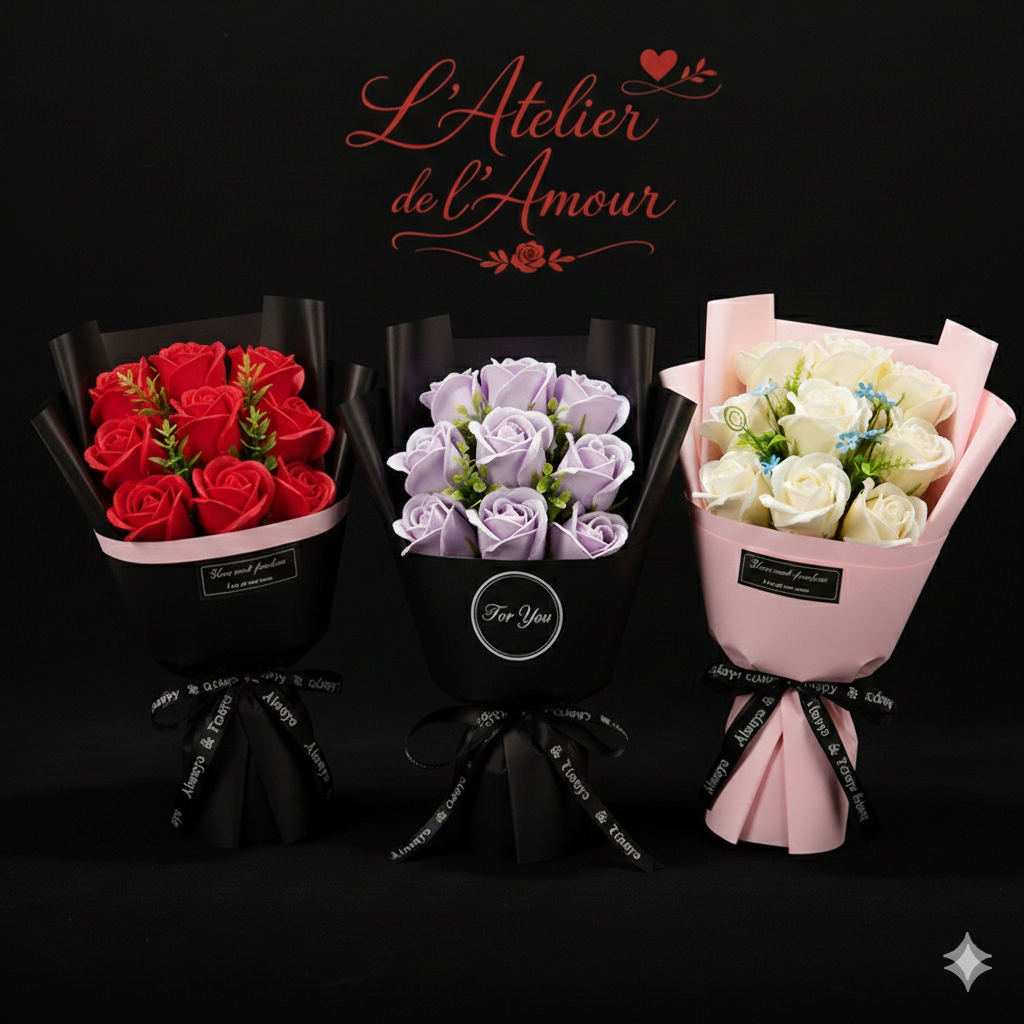 Bouquet de 9 Roses en Savon